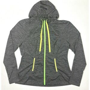 Lukka Track Jacket Women's XL Full Zip Hooded Athletic Activewear Gray Green